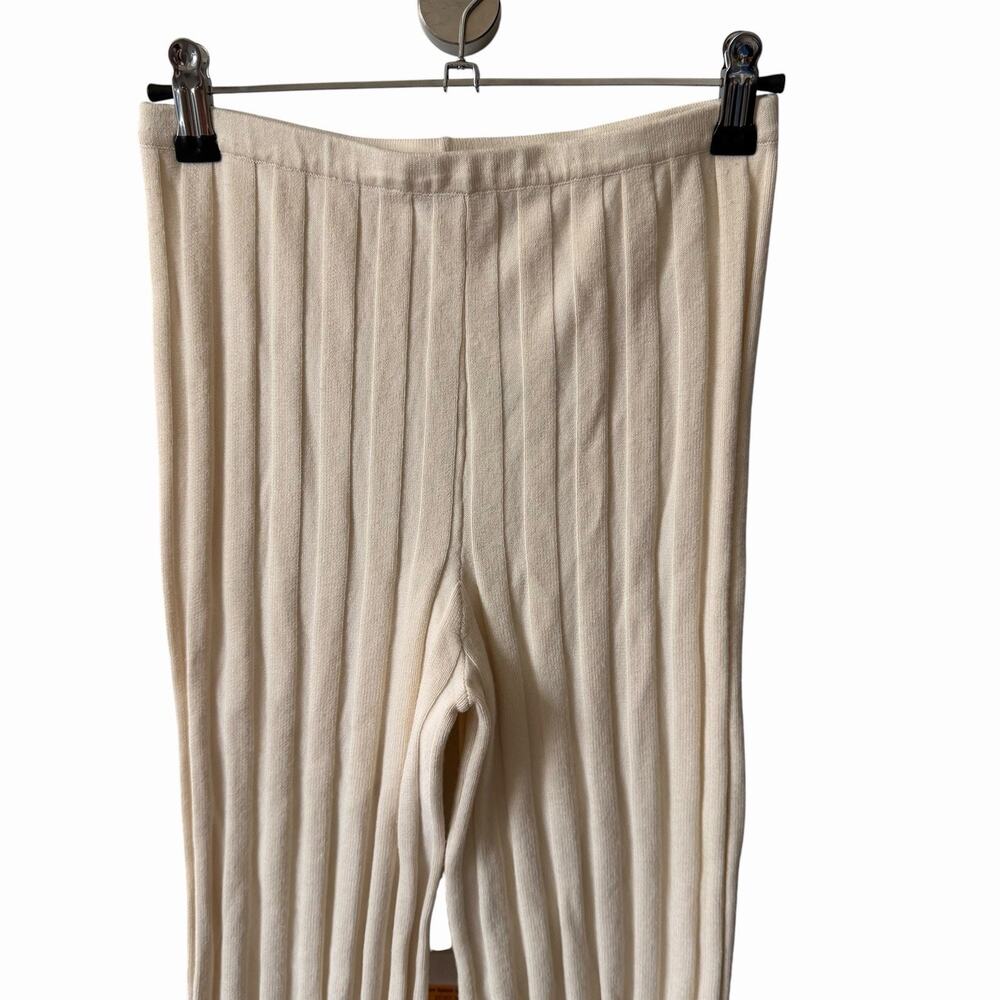 Find Me Now Womens Small Ribbed Pants Straight Leg Cream Ivory Lounge Casual - Picture 6 of 10